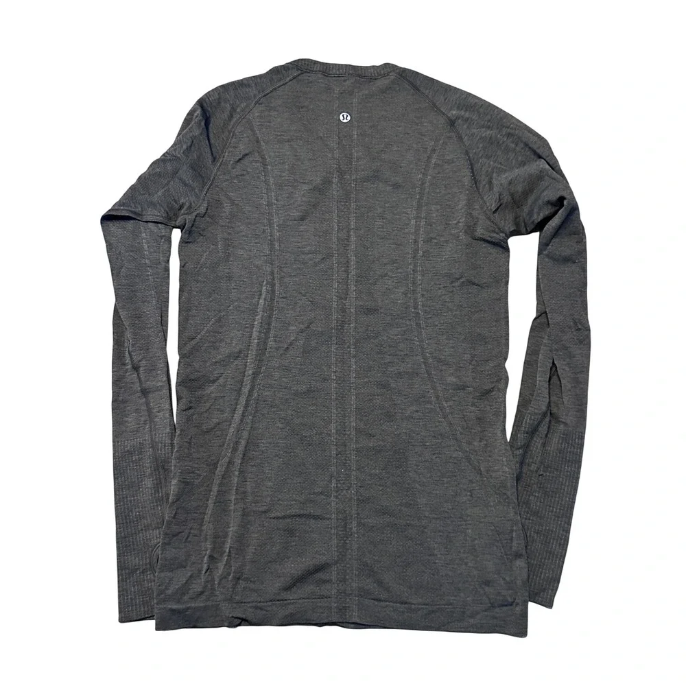 Lululemon Swiftly Tech Long Sleeve 2.0 Charcoal‎ Grey Shirt Size 8